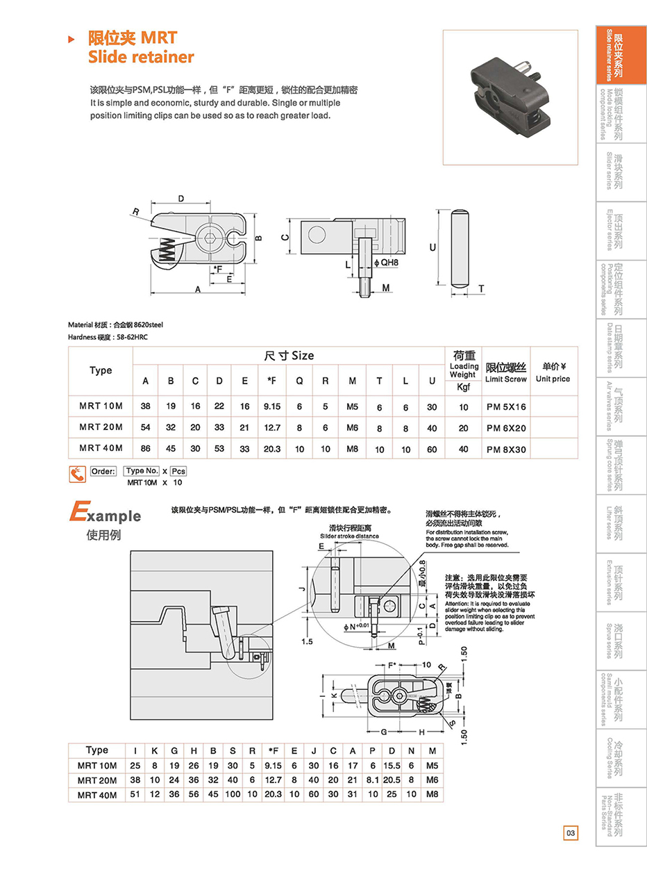 Slide retainer MRT details