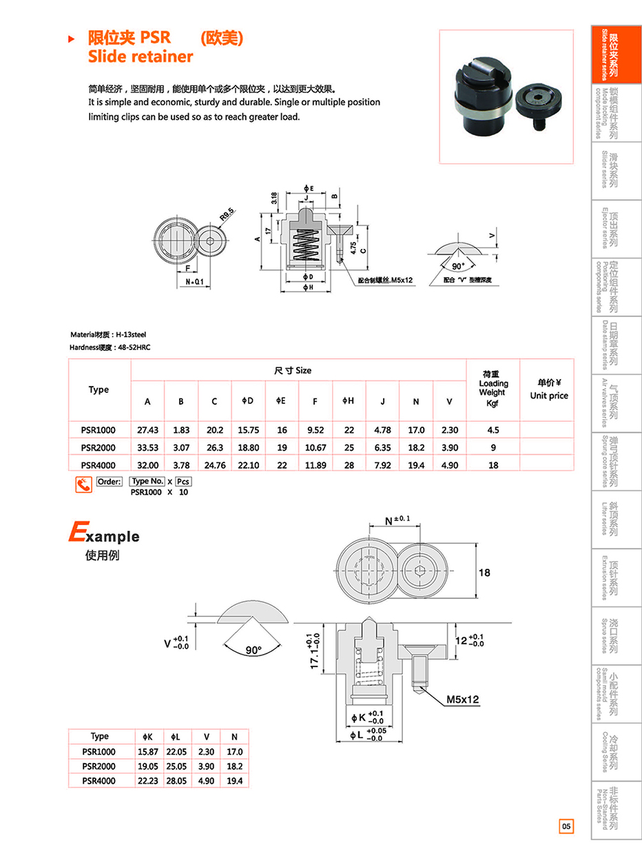 Slide retainer PSR details