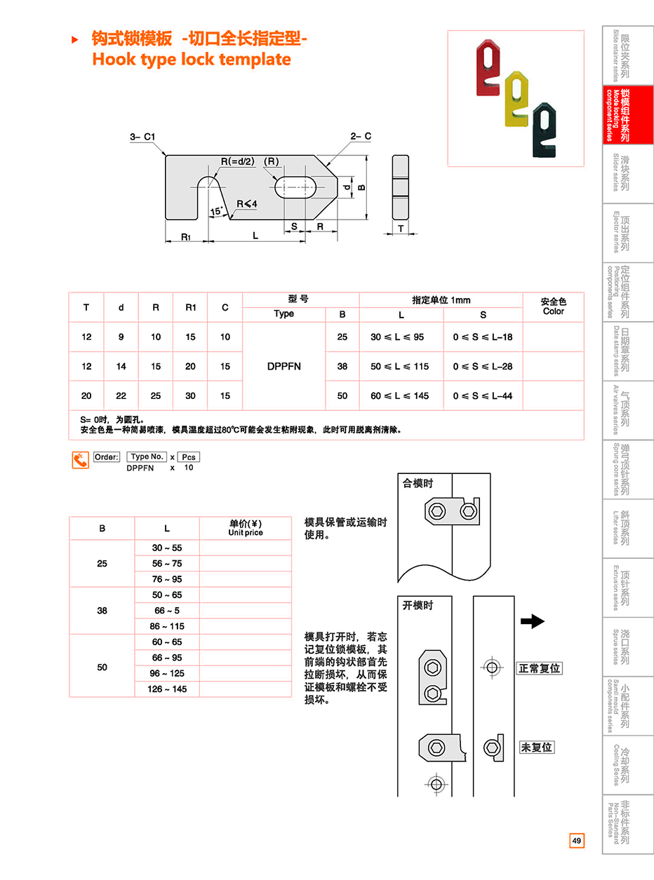 Hook type lock template DPPFN details