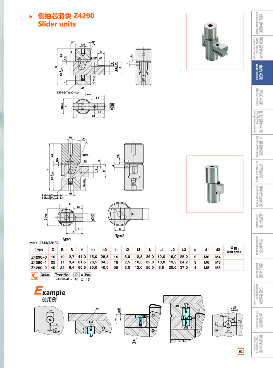 Slide units Z4290 details