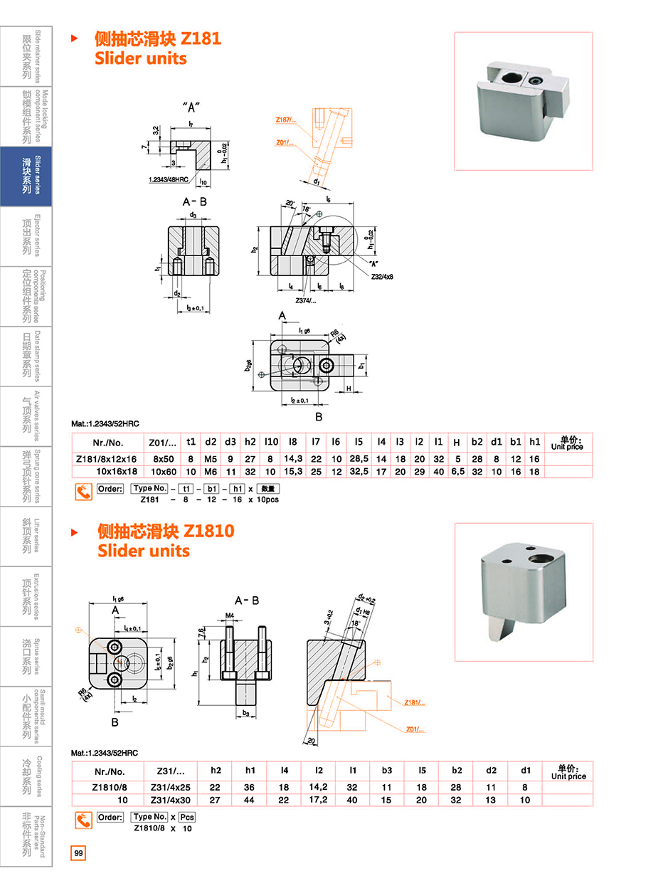 Slide units  Z181/Z1810 details