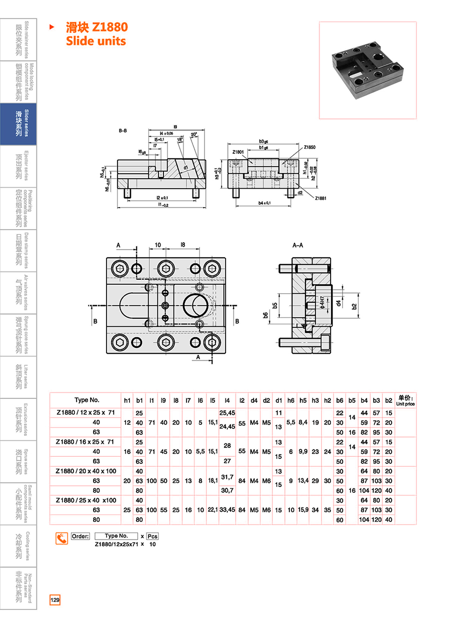 Slide units Z1880 details