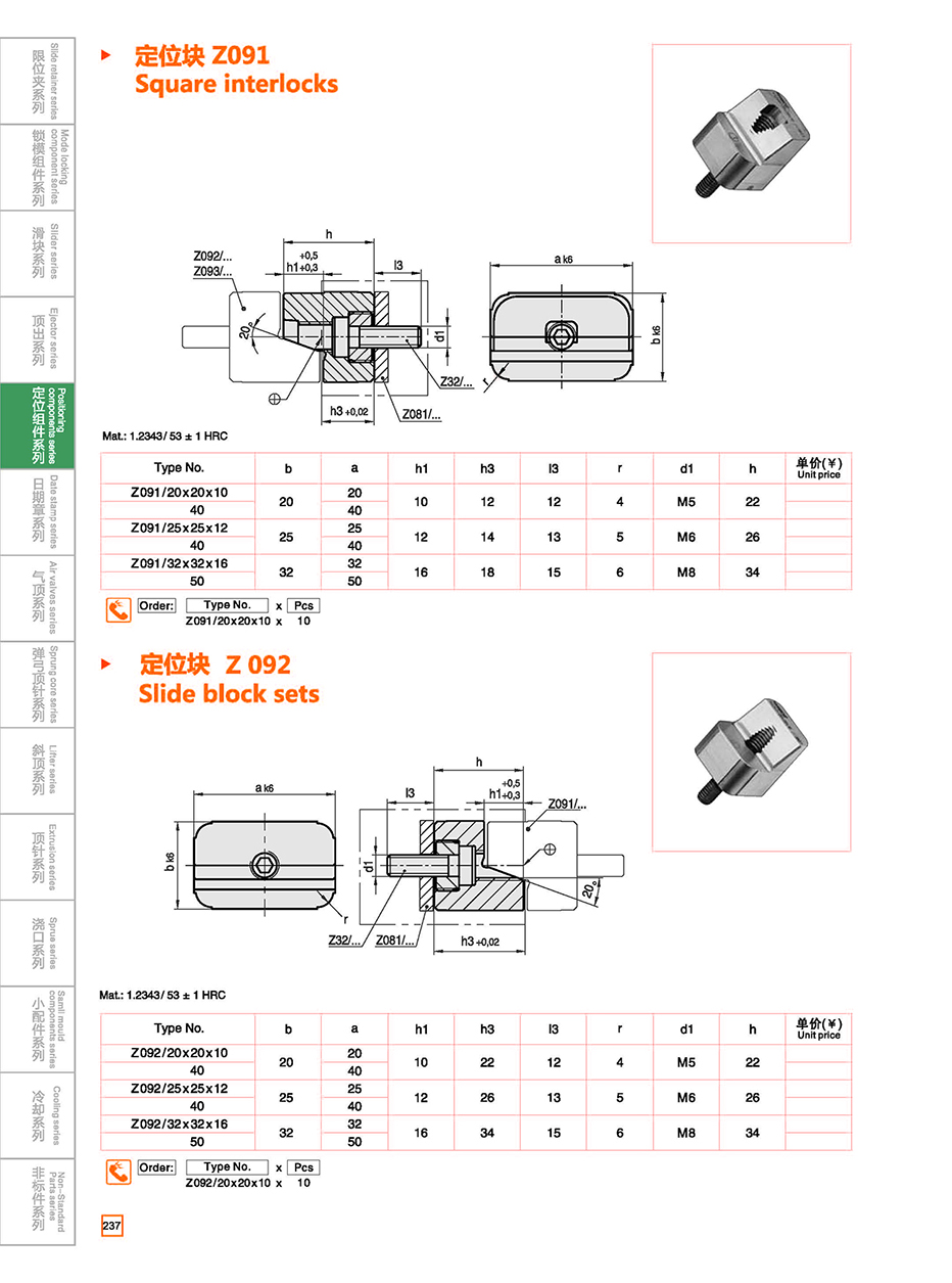 Square interlocks  Z091/Z092 details