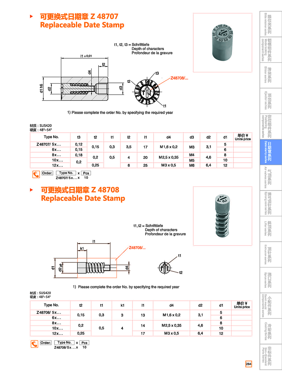 Replaceable Date Stamp Z48707/Z48708 details